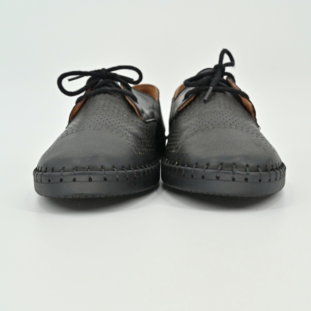 MARAK Loafers Womens Size 38 Black Mari Perforated Leather‎ Lace Up Whipstitched - Picture 6 of 10